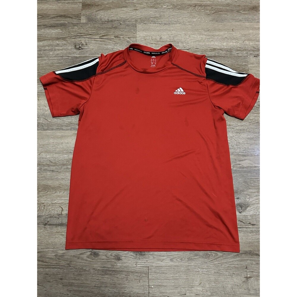 Adidas Climalite Shirt Mens Large‎ Red Soccer Training Jersey 3 Stripe 8 Top